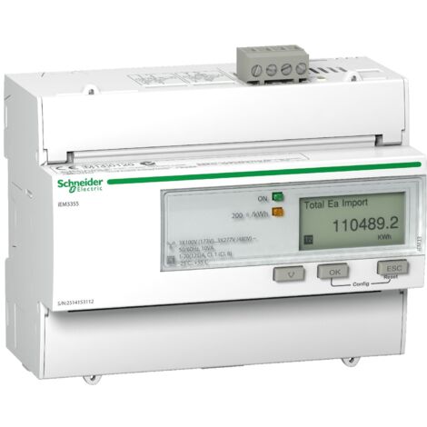 Schneider A9MEM3355 Compteur d'énergie 3phases 125A iem3355 Modbus, multi-tarifs, alarme kw