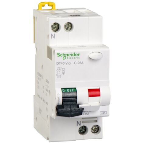 Schneider A9N19776 Disjoncteur différentiel DT40 Vigi 25A 1P+N 30 mA instant. type A immun.renforcé