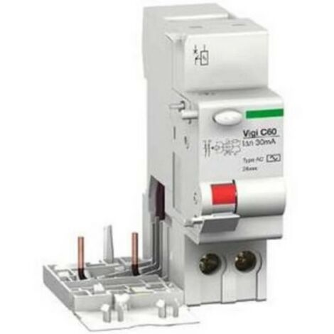 Schneider – Bloc différentiel Vigi iC60 26511 – 2P – 25A – 300mA – AC pour réseaux électriques – Protection instantanée