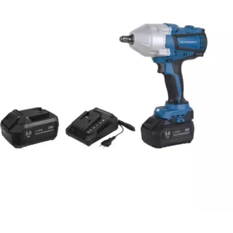 Schneider – Clé à chocs 1/2' 1500Nm – 20V – Moteur Brushless – 2 batteries Li-ion 5Ah – Couple de desserrage 800Nm – Système antichoc