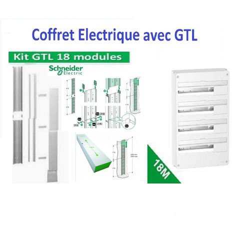 Schneider – Coffret électrique apparent 72 modules – 4 rangées de 18 modules – Intensité 90A – Tension 230V – Montage saillie