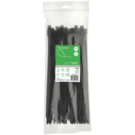 Schneider - Collier De Fixation Pour Cable Electrique 300x7,6mm - Nylon - Lot De 100 Colliers Serre-câbles