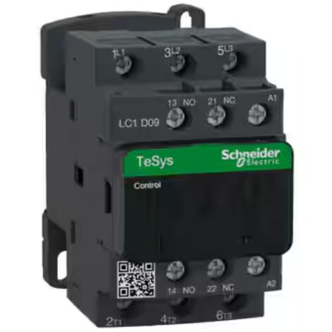 Schneider – Contacteur moteur triphasé 3P – 9A – 220VCA – 3NO – Vis étrier – Pour commande moteur AC-3