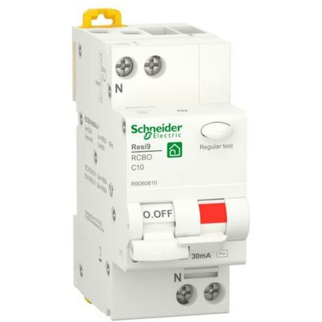 Schneider disjoncteur différentiel 10A 1P+N 30MA AC 4,5KA 2 modules R9D60610