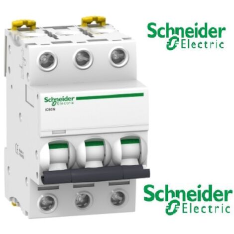 Schneider – Disjoncteur unipolaire 16A – 3 pôles – Courbe D – Pouvoir de coupure 10 kA – Installation sur rail DIN - Acti9