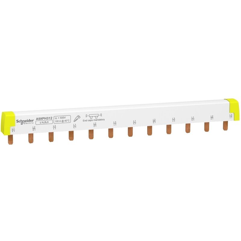 Schneider Electric - Acti9 iC60, peigne à dents, 3 pôles, 100A, 12 modules de 18mm - A9XPH312