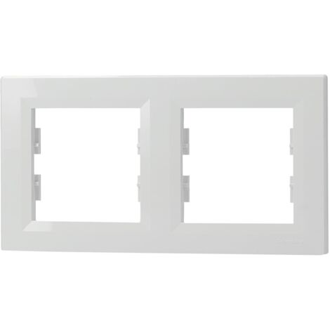 Schneider Electric Asfora EPH5800221D - Cornice orizzontale a 2 scomparti per presa e interruttore, colore: Bianco
