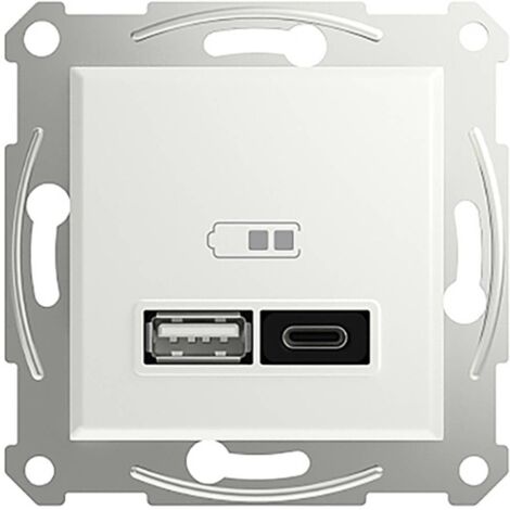 Schneider Electric Asfora presa USB bianca lucida compatta