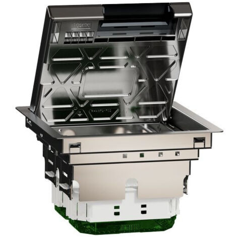 Schneider Electric – Boîtier de sol M 2x4mod ou 4 postes INS52121 – Métal IK09 IP20 – Fixation rapide – Compatible prises Unica 45x45 mm