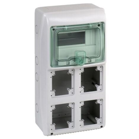 Schneider Electric – Coffret électrique nu 13179 – 8 modules 18mm – 4 ouvertures – IP65 pour intérieur et extérieur – Résistance IK09