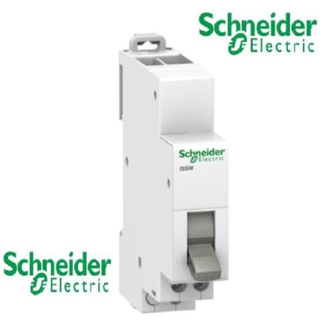 Schneider Electric – Commutateur 2 positions 1 contact inverseur 20A 250V – Montage sur rail DIN – Durée de vie 30 000 cycles – A9E18070 - OF 20 A