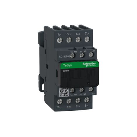 Schneider Electric – Contacteur de puissance 4P 40A 230V CA – Tension 440V AC-1 – 4 contacts NO – Durée de vie 1,4M cycles à 40A - LC1DT40P7