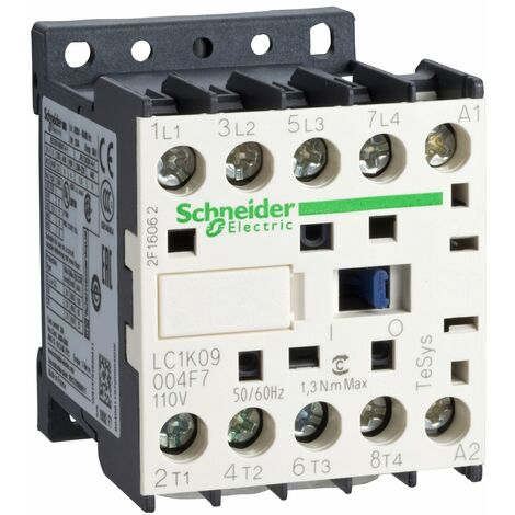 Schneider Electric – Contacteur pour tableau électrique 4P – 20 A à 440 V CA – bobine 24 V CA – Montage sur platine ou rail – LC1K09004B7