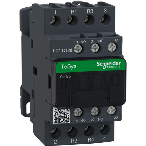 Schneider Electric – Contacteur pour tableau électrique 4P 25A 690V AC-1 bobine 230V CA – 3600 cycles/heure – Contact auxiliaire intégré – LC1D128P7 - PLUS 2 O
