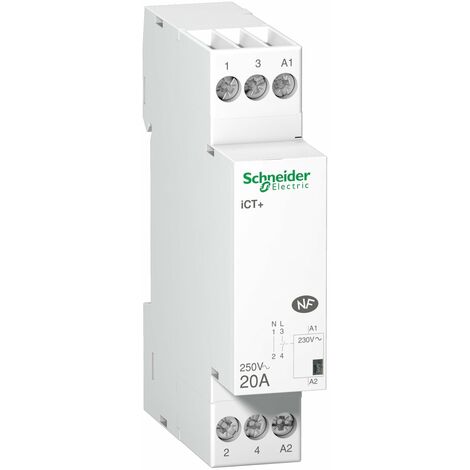 Schneider Electric – Contacteur silencieux 1P 20A 230V AC – 6 opérations/minute – Intercalaire inclus – A9C15030