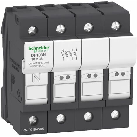 Schneider Electric – DF103N Porte fusible à tiroir 32A – 3P+N – Pour fusibles 10x38mm – Tension 690V – Résistance court-circuit 120kA