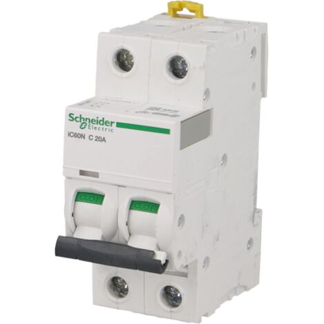 Schneider Electric – Disjoncteur bipolaire 2P 63A courbe C – Protection contre surcharges et courts-circuits – A9F74263