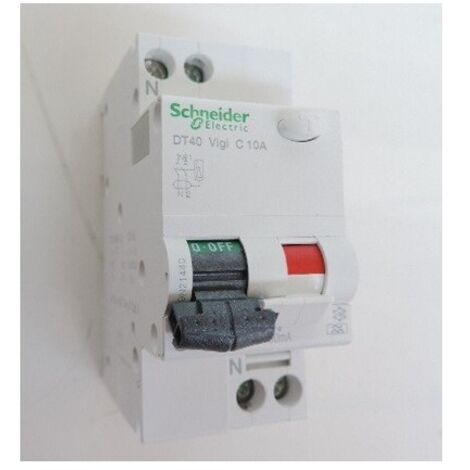 Schneider Electric – Disjoncteur différentiel 1p+n 10A A9N21440 – Courbe C 30mA – Capacité de coupure 6kA – Protection circuits électriques