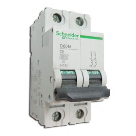 Schneider Electric – Disjoncteur unipolaire 6A 2P courbe C 6kA – Protection électrique pour installations – Capacité de coupure 6kA – C60N 24335 - MULTI9