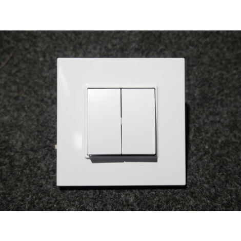 Schneider Electric – Double bouton-poussoir NO 16A blanc polaire complet – Mécanisme encastré avec support et plaque – Pour installations électriques modernes