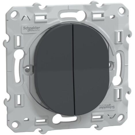 Schneider Electric – Double interrupteur va-et-vient 10A anthracite – Montage encastré – Tension 250V – Intensité 10A – Norme CE