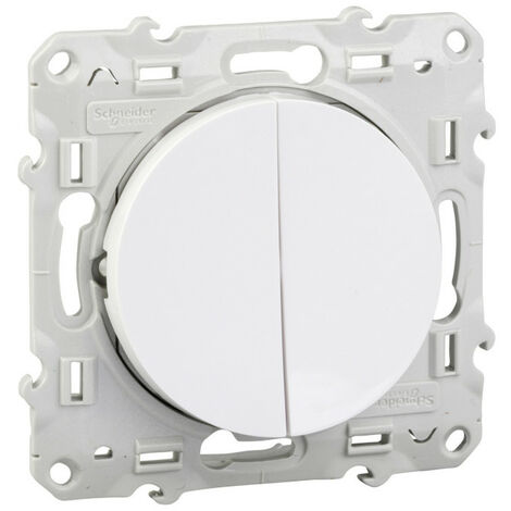 SCHNEIDER ELECTRIC Double interrupteur va-et-vient à assembler Odace, SCHNEIDER ELECTRIC, blanc