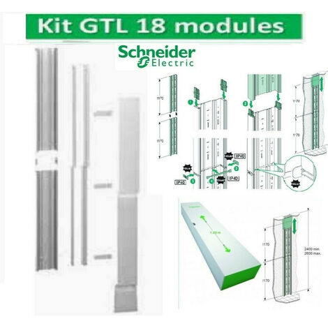 Schneider Electric – Goulotte GTL 18 modules 2 compartiments clipsable – Installation murale – Gestion des câbles courant fort/faible – Longueur 2.40m – Plastique blanc