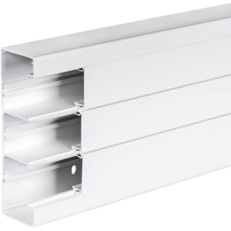 Schneider Electric – Goulotte PVC 3 compartiments 185x55 mm – Gestion câbles au mètre linéaire – Couleur blanc polaire – Pour espaces confinés - ISM10500P