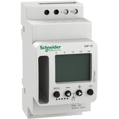 Schneider Electric – Horloge modulaire hebdomadaire programmable 56 commutations – Précision +/-0,25s/jour – 230Vca 16A – Installation sur rail DIN