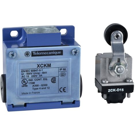 Schneider Electric – Interrupteur de position XCKM levier à galet 1 O + 1 F – Étanchéité IP66 – Corps métal IK06 – Compatible applications industrielles - PLUS 1 F
