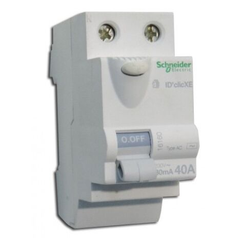Schneider Electric – Interrupteur différentiel 40A 2P 30mA Type AC – Embrayage sur répartiteur Distri'clic XE – Sensibilité 30mA – 16160