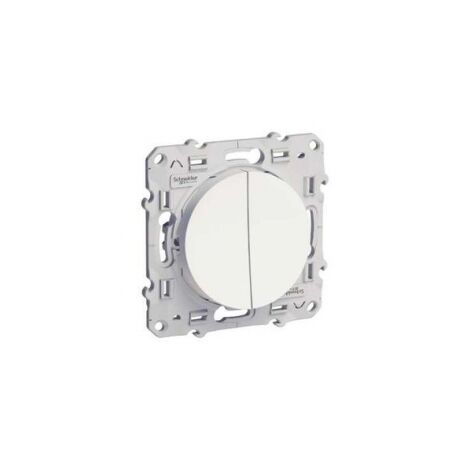 Schneider Electric – Interrupteur va-et-vient double blanc RAL 9003 – Connexion rapide par vis – Indice de protection IP21 – 10 AX 250 V CA - S520214
