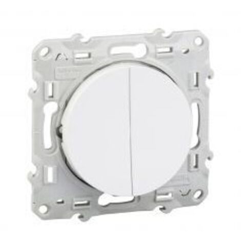 Schneider Electric – Interrupteur double va-et-vient lumineux S520273 – 10 AX 250 V – PBT GF30 et PC GF10 – Installation encastrée avec 6 bornes sans vis