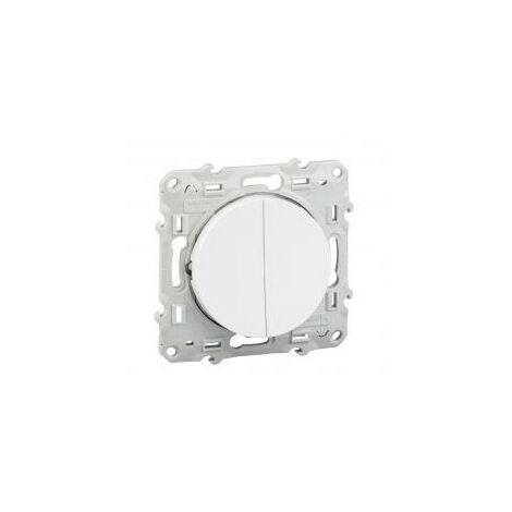 Schneider Electric – Interrupteur double va-et-vient lumineux S520273 – 10 AX 250 V – PBT GF30 et PC GF10 – Installation encastrée avec 6 bornes sans vis