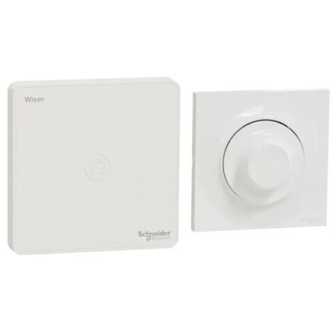 Schneider Electric – Kit pilotage d'éclairage avec variateur rotatif Odace – Plaque blanche – Passerelle WiFi pour luminaires LED 7-200W – Programmable via application