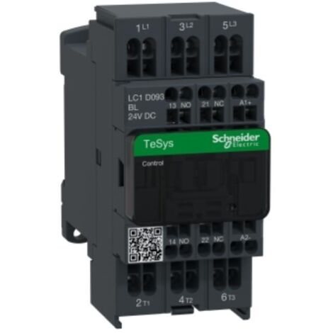 SCHNEIDER ELECTRIC LC1D093BL CONTATTORE 9 A 24 V CC, TESYS D CONTATTORE 3P (3NO) AC-3 = 440V 9A BOBINA 24V CC
