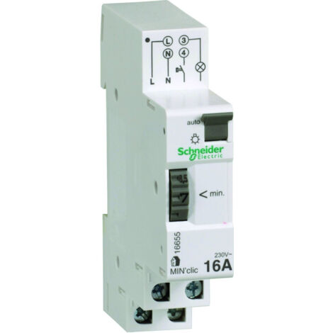 Schneider Electric – Minuterie 1 à 7 minutes 250V – Intensité 16A – Raccordement à vis – Pour éclairage zones de passage