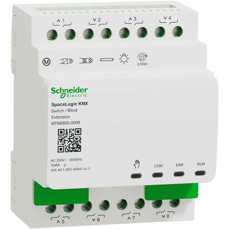 Schneider Electric - MTN6805-0008 spacelogic knx - commutation volet/store - 8 sorties 10AX/16AC1 - extension