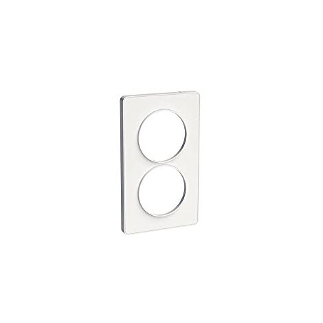 Schneider Electric – Plaque Schneider Odace Touch blanche 2 postes verticaux 57mm – Plastique IP21 – Résistance chocs IK04 – Finition élégante