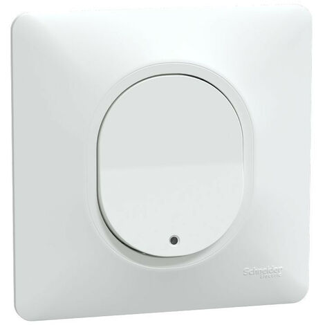Schneider Electric – Poussoir lumineux 10AX S321276 – LED bleue 250V – Blanc – Plaque de finition – Indice de protection IP21