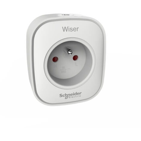 Schneider Electric – Prise connectée Wiser 13A – Répéteur ZigBee – Portée jusqu'à 100m – Compatible application Wiser Home – Installation rapide