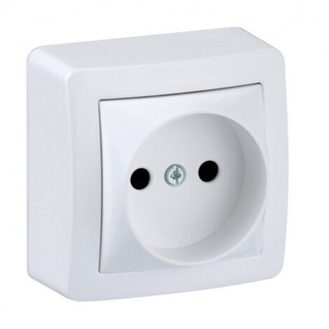 Schneider Electric – Prise de courant 2P 16A sans terre – Connexion rapide avec obturateurs – Indice de protection IP20/IP21 – Installation en saillie - SHN0262274P