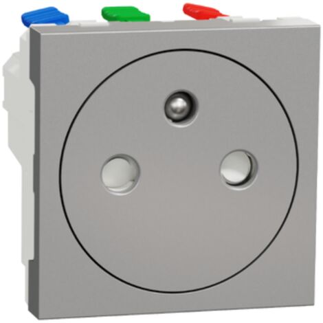 Schneider Electric – Prise de courant 2P+T affleurante 16A – Aluminium – Raccord rapide pour installation rapide – NU305230