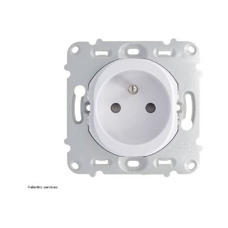Schneider Electric – Prise de courant 2P+T 16A – Pose encastrée – Indice de protection IP20 – Compatible plaques Ovalis – Pour installations intérieures