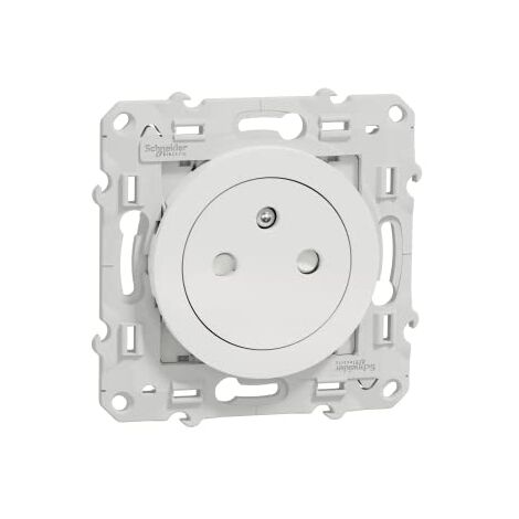 Schneider Electric – Prise de courant affleurante 2P+T blanc – Fixation par vis – Raccordement 1 x 1,5mm² – 16A 250V – IK04 IP21D