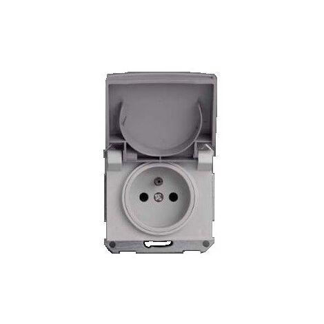 Schneider Electric – Prise de courant 2P+T 16A NF étanche grise encastrée – IP44 IK08 pour environnements humides – Mureva – ENN34130