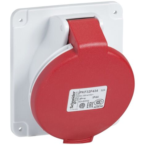 Schneider Electric – Prise industrielle 3P + N + T 32A – IP44 – Vis captif – 380/415V – Pour chantiers humides et espaces confinés