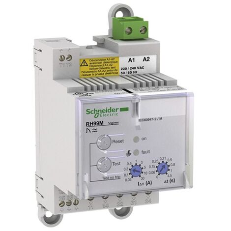 Schneider Electric – Relais différentiel 30mA 30A – Tension 220/240V AC – Réarmement manuel – Protection IP40 – 56173 - Rh99M