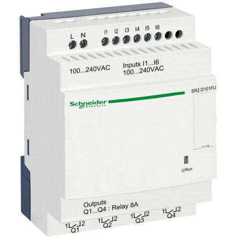 Schneider Electric – Relais intelligent compact 10 E/S 100-240Vac SR2D101FU – Entrées TOR 6 – Sorties relais 4 – Montage sur rail DIN