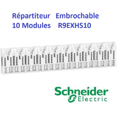 Schneider Electric – Répartiteur pour tableau électrique 10 modules 1P+N 63A – Enfichable 18 mm – Accessoire de raccordement